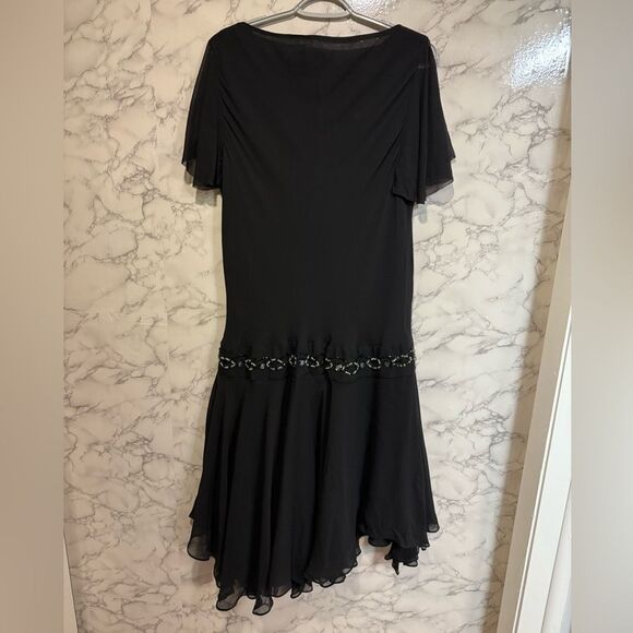 NEW Cynthia Howie 100% Silk Elegant Black Asymmetrical Dress Size 16W - Picture 7 of 7